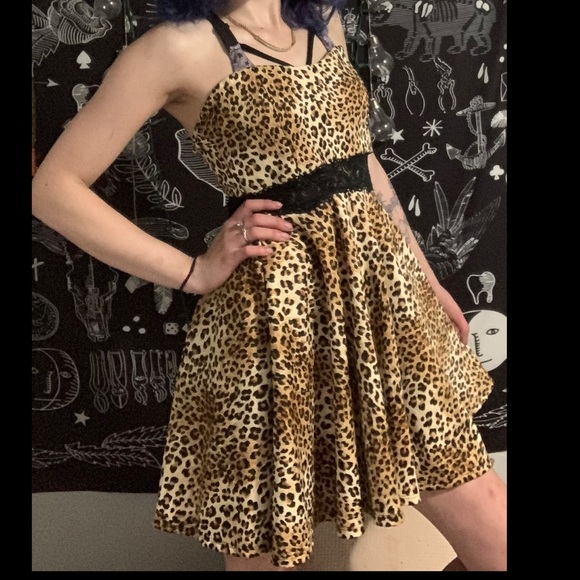 strapless leopard dress